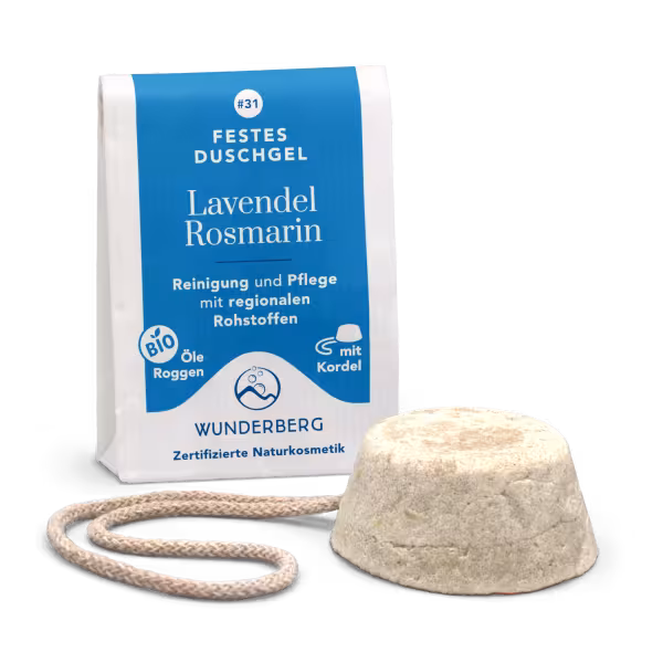 Festes Duschgel (80 g) mit Kordel - Lavendel & Rosmarin