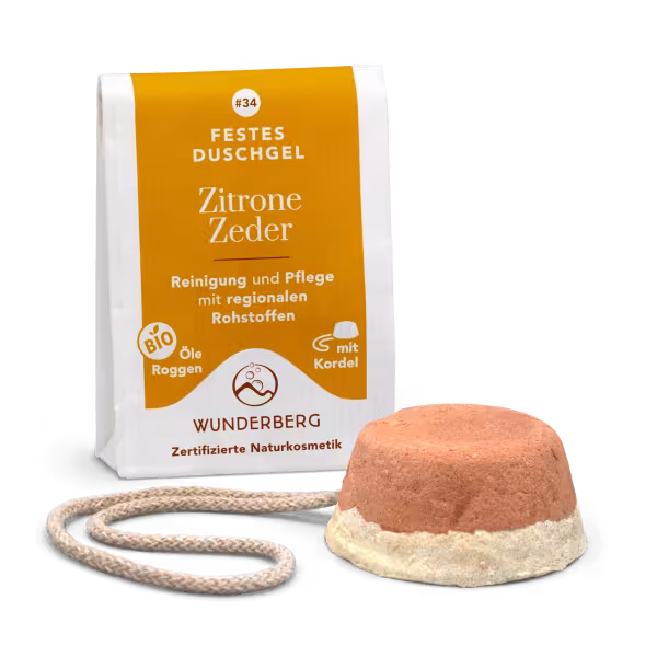 Festes Duschgel (80 g) mit Kordel - Zitrone & Zeder